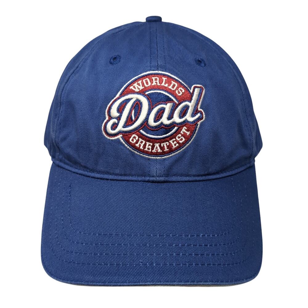 Worlds Greatest Dad Slideback Baseball Cap Blue One Size Adjustable Sherry